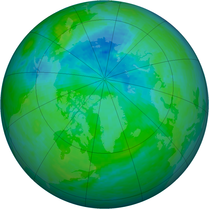 Arctic ozone map for 08 August 1993